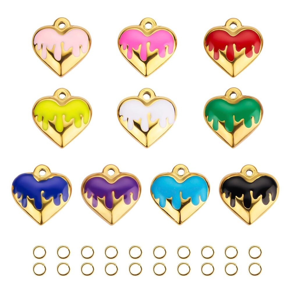 4097 10pcs Gold Plated Stainless Steel Charm for Jewelry Making, Assorted